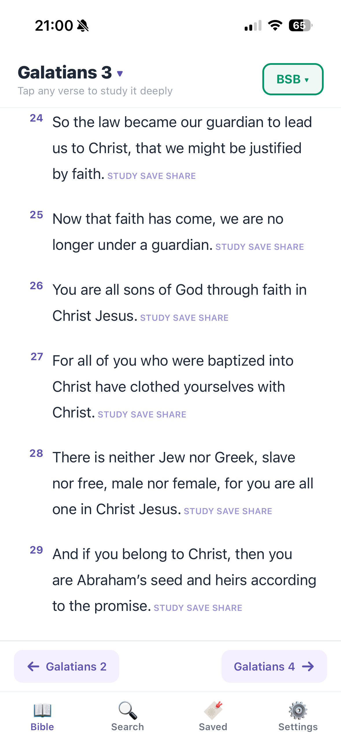 DeepWord reader showing Galatians 3