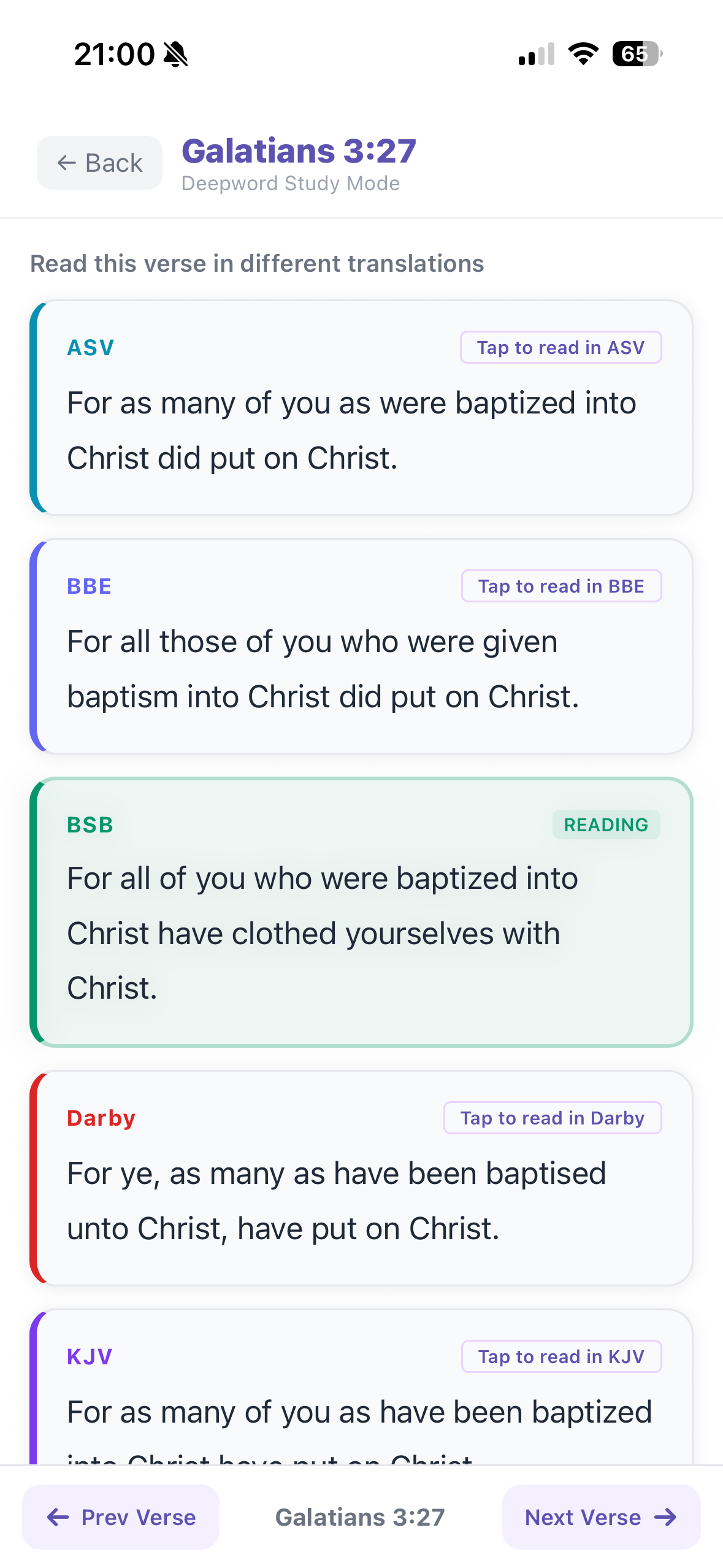 Galatians 3:27 in nine translations side-by-side